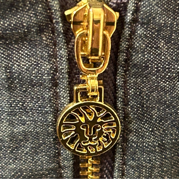 Anne Klein Zippered-Neck Tab-Cuff Denim Shift Dress Size 8 - Picture 4 of 10